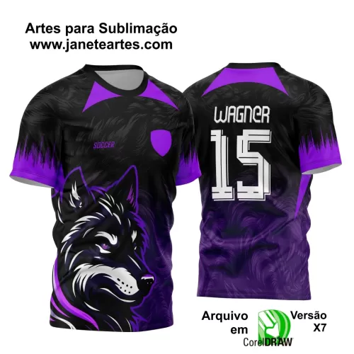Template Camisa Preta e Roxa Futebol InterClasse 2024 Lobo 