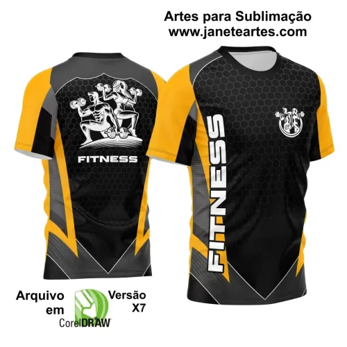 Template Estampa Camisa Preta e Amarela - Profissão - Personal Trainer Academia Fitness 2024